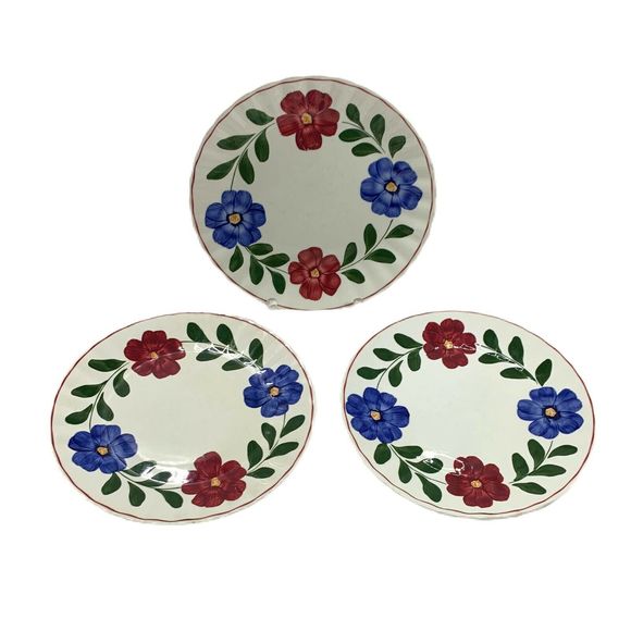 Dining 3 Blue Ridge Dinner Plates Southern Pottery Laurel Wreath